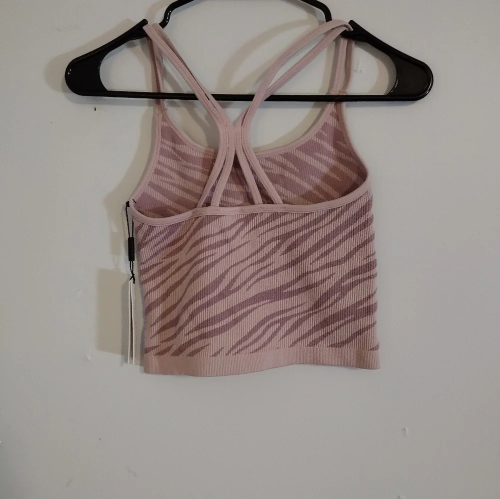 NWT Calvin Klein Performance Sports Bra Size XS Color Pink Zebra Stripes - Picture 6 of 6